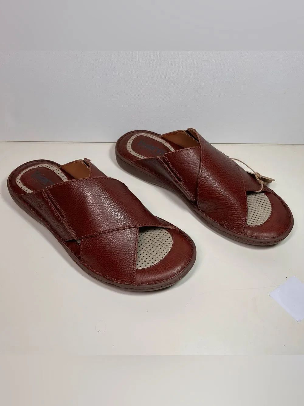 Born Mens Marco Full Grain Leather Slide Sandals